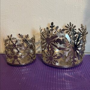 Bath and Body Works Candle Holder Set Snowflakes
